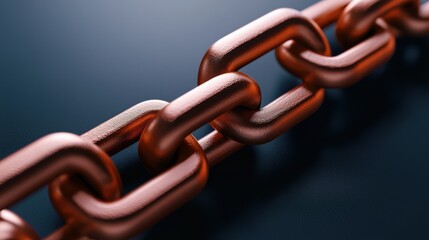 Obraz premium Close-Up of Interlocking Copper Link Chain on Dark Background