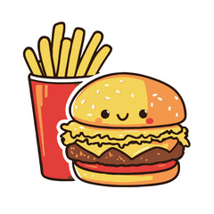 Sticker vector design of fast food 