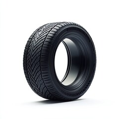 Isolated black car tire on white background