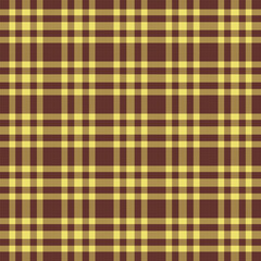 Plaid with twill weave repeat pattern.Gingham seamless pattern in brown and yellow.Checkered tartan Geometric graphic vector illustration background design for fabric and prints.