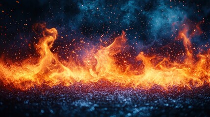 Fiery Inferno Blazing Embers Glowing Sparks Rising