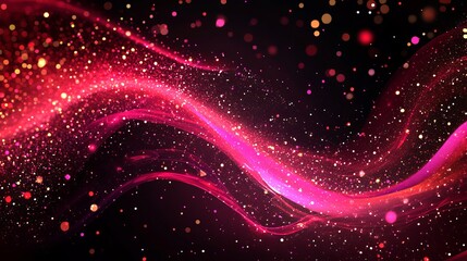 Obraz premium Abstract Pink and Gold Glitter Wave Background Design Elegant Festive Sparkling Shimmering Luxury Texture Digital Art Graphic Resource for Print Web 