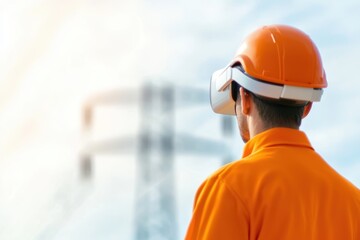 Engineer Utilizing AR Headset for Maintenance and Repair in High Voltage Environment