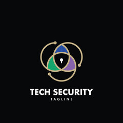 Cyber Security line dots technology logo for your company, shield logo for security data with padlock graphic idea for website security logo template