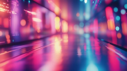 Abstract blurry background of neon lights. Retro retro tees with a vintage tee. Ai pattern with geometric background. Vague backdrop of lifestyle neon lights.