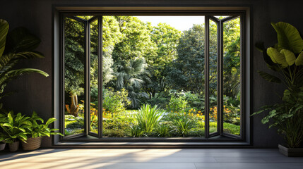 Garden window house room design interior architecture ideas scenery nature landscape window decor wallpaper