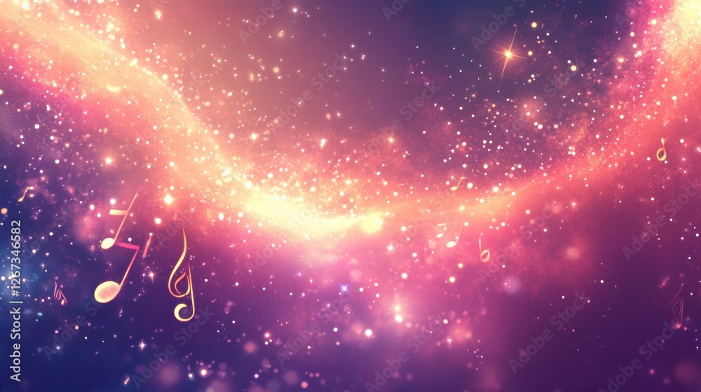 Leinwandbilder vibrant display of musical notes and colorful lights creating a dreamy atmosphere in an artistic set