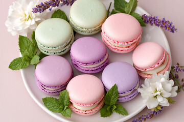 Fototapeta premium pastel macarons platter