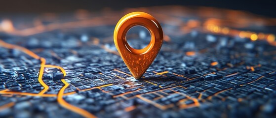 Map with location pin icon on abstract city map for navigation and travel purposes