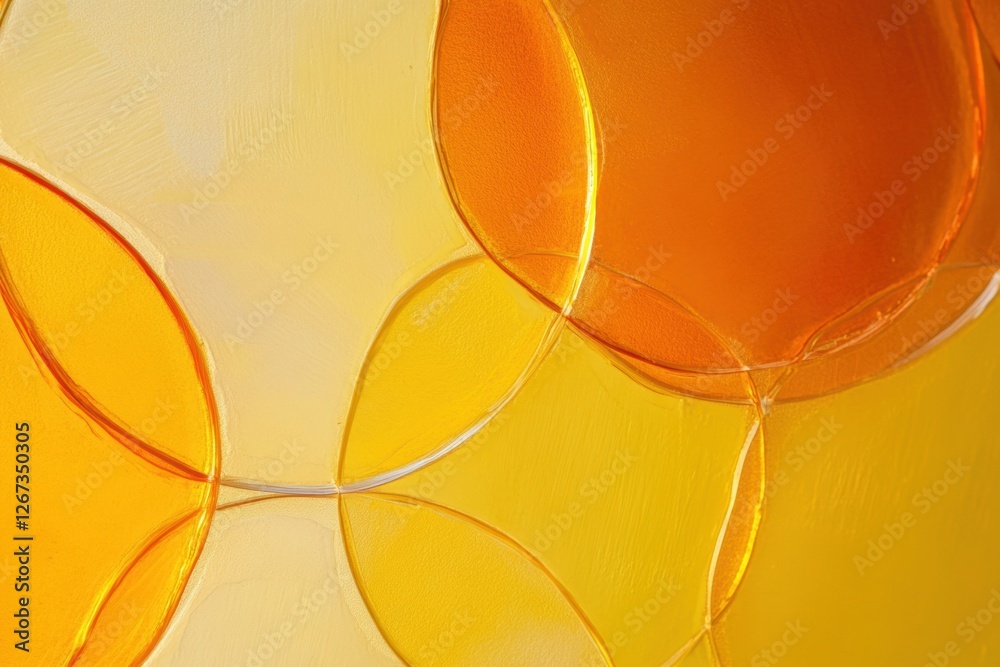Poster colorful abstract design showcasing vibrant yellow and orange circles blended artistically on a smoo