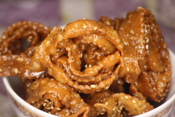 Chebakia Close Up, Sweet Moroccan Cookie