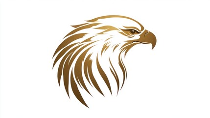 Obraz premium Golden eagle head profile, white background, majestic bird, logo design