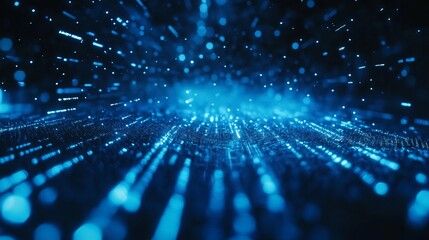 Abstract Blue Digital Particles Background Futuristic Technology Shiny Sparkling Glowing Bright Energy Network Data Stream Modern Design Illustration 