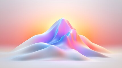 Geometric Mountain Range with Gradient Hues and Snowy Peaks Under a Pastel Sky