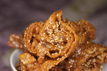 Chebakia Close Up, Sweet Moroccan Cookie