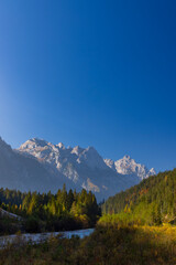 Typical landscape with Tre Cime, Tre Cime di Lavaredo, Dolomiti, South Tyrol, Italy