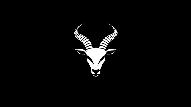 Impala head logo with black background for wildlife conservation websites or graphic elements