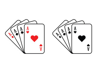 Set of editable vector poker playing cards silhouette symbol design illustration isolated on transparent background