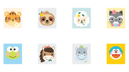 Joyful and colorful animal stickers vector illlustration