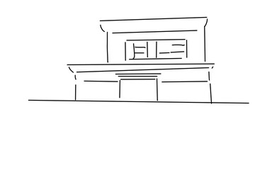 懐かしい日本家屋の線画
