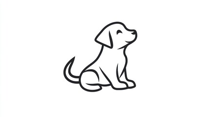 Happy puppy sitting, white background, pet adoption