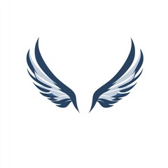 Fototapeta premium Abstract blue wings design, isolated white background; graphic design element