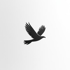 Obraz premium Silhouette of a bird in flight against a plain background. Possible use Stock photo for nature, wildlife, or abstract design