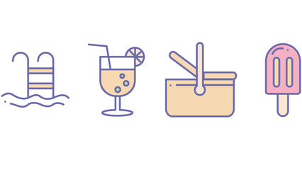 Travel and vacation elements for summer season vector art illustration