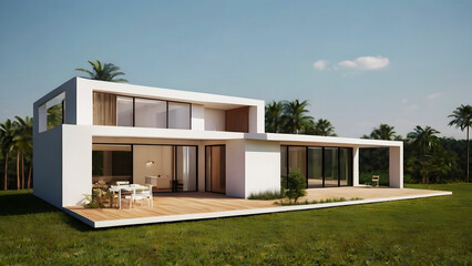 ベクターイラスト風の住宅イラスト、建築パース