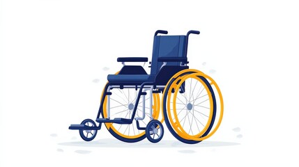 Fototapeta premium A modern wheelchair with vibrant wheels positioned on a clean, minimalistic background