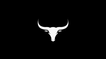 Naklejka premium Abstract Bull Head Silhouette Against Black Background
