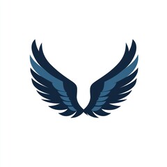Fototapeta premium Wings soaring on white, emblem for freedom, power, courage. Symbol for aviation or spiritual designs