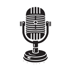 Vintage microphone silhouette vector illustration