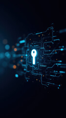 Fototapeta premium A digital image of a computer security system with cybernetic elements to represent protection and encryption.
