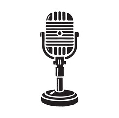 Vintage microphone silhouette vector illustration