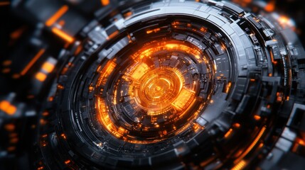 Fototapeta premium Glowing Core of Circular Tech Machine