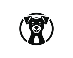 Silhouette Dog logo design icon symbol vector illustration. Black and White Dog Logo