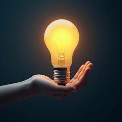 Hand and Bulb Representing Innovation