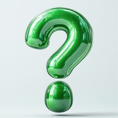 Green 3D question mark symbol icon. Question mark 3D render. 3D question mark. Question symbol.