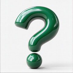 Green 3D question mark symbol icon. Question mark 3D render. 3D question mark. Question symbol.