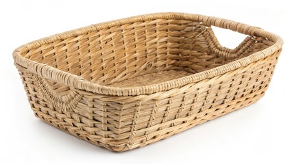 Fototapeta premium Rectangular Wicker Basket with Handles