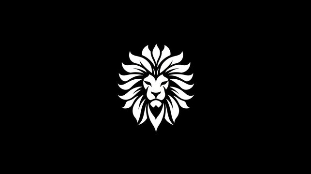 Regal lion logo, majestic, isolated on black backdrop, perfect for business or personal branding