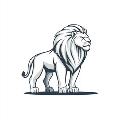 White lion graphic illustration, strong stance, perfect for logo or poster
