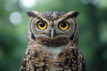 Obraz premium A close-up portrait of a focused and beautiful owl's penetrating gaze