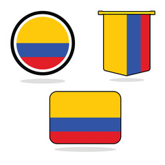 Vector Colombia set of flag banner Colombia flag with white background Vector illustration design Colombia independence day banner design