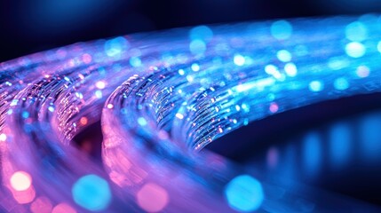 Glowing Fiber Optic Cables Data Transmission in the Digital Age