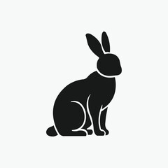 Fototapeta premium Simple silhouette of a sitting rabbit.