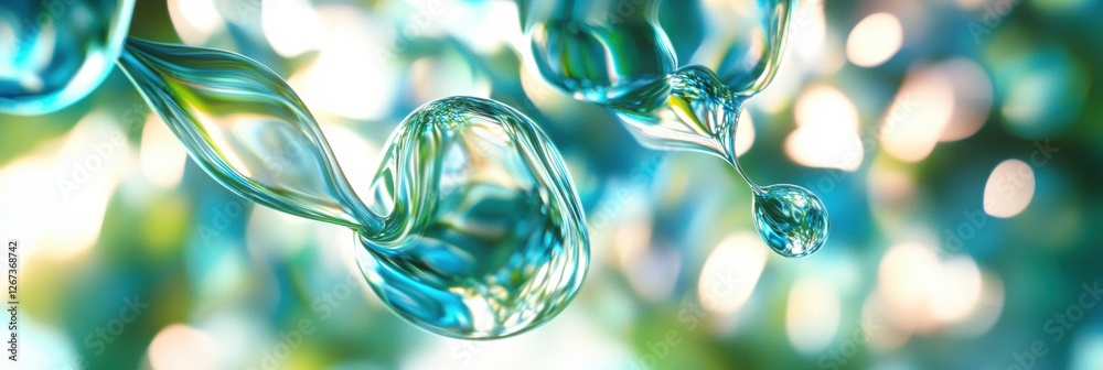 Aufkleber colorful water droplets suspended in air create a vibrant, dynamic visual display with soft bokeh ef