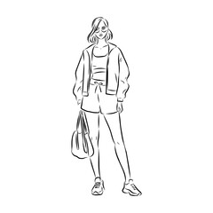 Vector fashion illustration of a beautiful girl in sports wear