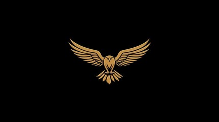 Obraz premium Golden eagle, wings spread, dark background, freedom symbol, logo design
